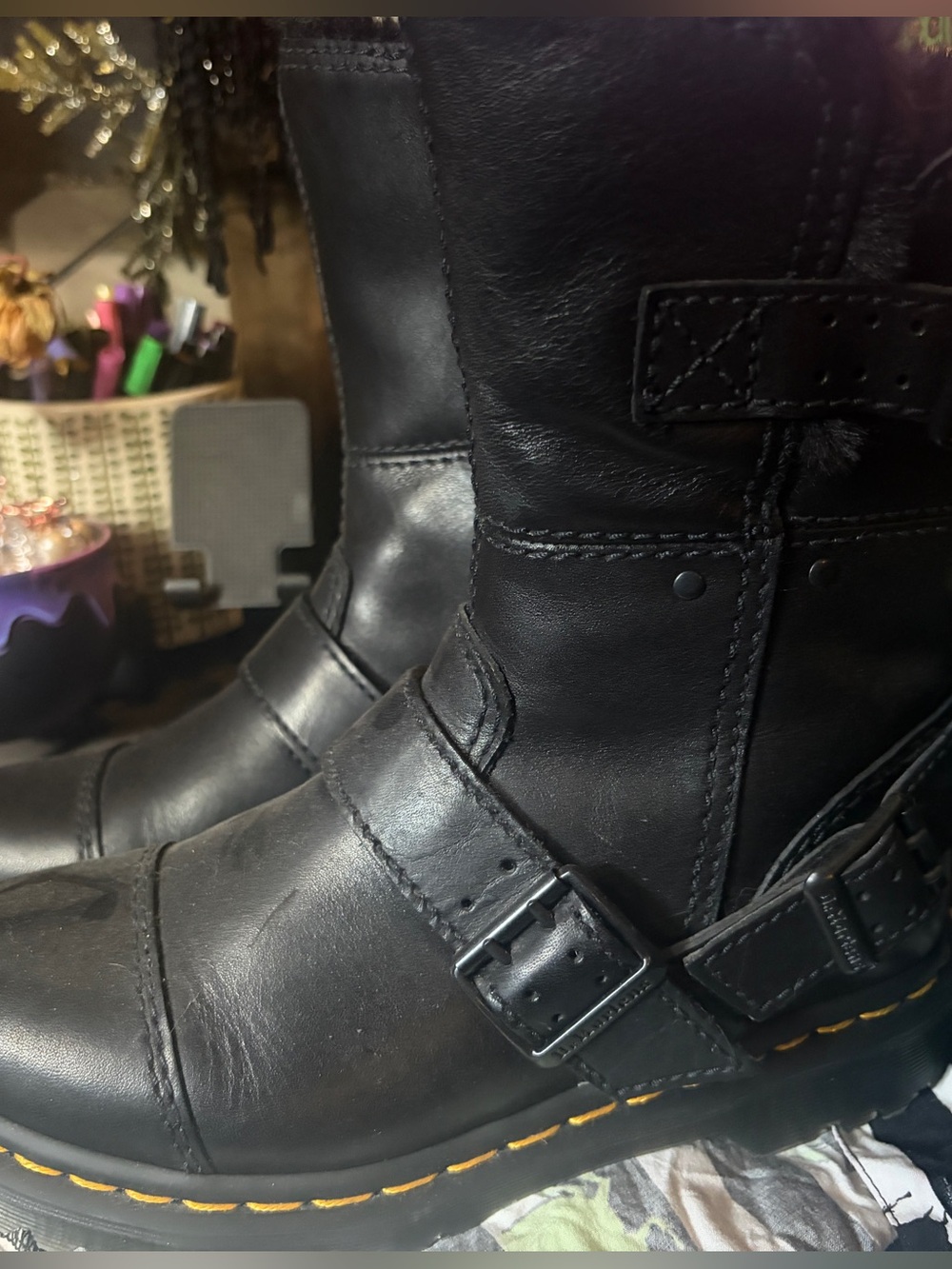Women’s Dr. Marten’s faux fur boots, size 7..